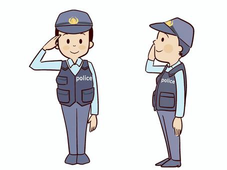 警察官の敬礼（帽子あり）
